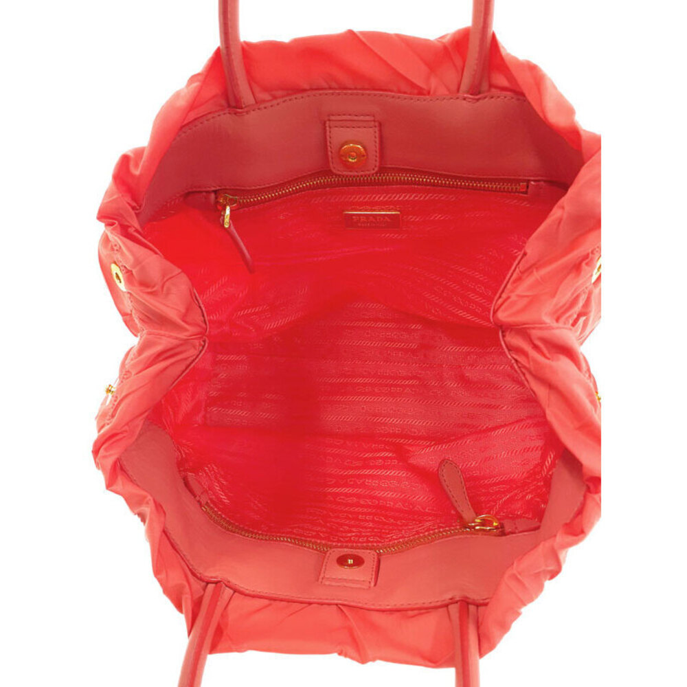 Prada coral handbag nylon Orange gathered - Picture 3 of 9